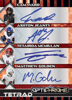 Tetrad Auto Cam Ward, Ashton Jeanty, Tetairoa McMillan, Matthew Golden MOCK UP