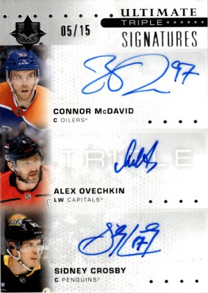 Ultimate Triple Signatures Connor McDavid, Alex Ovechkin, Sidney Crosby Ultimate Triple Signatures Connor McDavid, Alex Ovechkin, Sidney Crosby