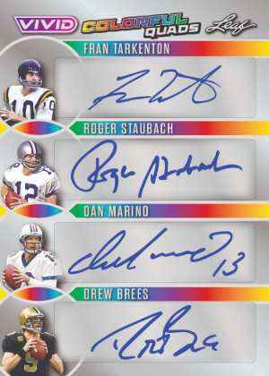 Colorful Quads Auto Fran Tarkenton, Roger Staubach, Dan Marino, Drew Brees MOCK UP