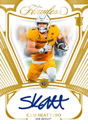 Flawless Rookie Gem Signatures Gold Cam Skattebo MOCK UP
