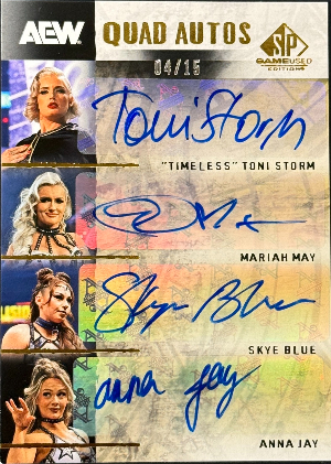 Quad Auto Timeless Toni Storm, Mariah May, Skye Blue, Anna Jay