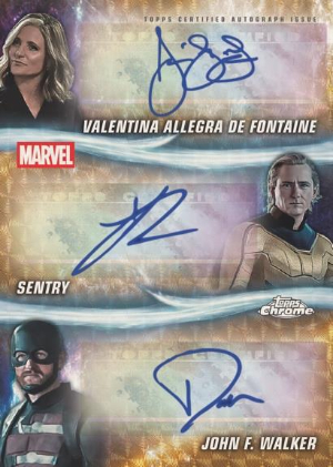 Triple Auto SuperFractor Julia Louis-Dreyfus as Valentina Allegra de Fontaine, Lewis Pullman as Sentry, Wyatt Russell as John F. Walker MOCK UP