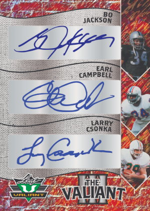 Valiant Triple Auto Bo Jackson, Earl Campbell, Larry Csonka MOCK UP