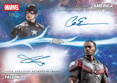 Dual Auto Red Sapphire Chris Evans as Captain America, Anthony Mackie as Falcon MOCK UP