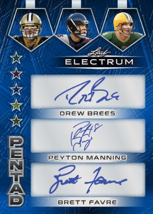 Pentad Auto Front Drew Brees, Peyton Manning, Brett Favre MOCK UP