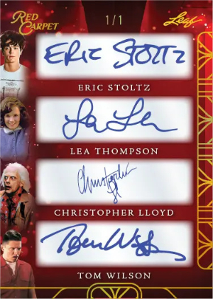 Quad Auto Eric Stoltz, Lea Thompson, Christopher Lloyd, Tom Wilson MOCK UP
