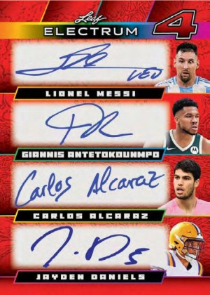 The Electrum 4 Auto Lionel Messi, Giannis Antetokounmpo, Carlos Alcaraz, Jayden Daniels MOCK UP