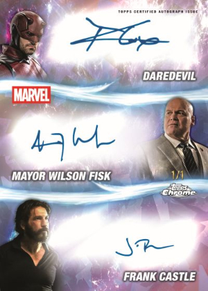 Triple Auto Padparadscha Sapphire Charlie Cox as Daredevil, Vincent D'Onofrio as Mayor Wilson Fisk, Jon Bernthal as Frank Castle MOCK UP