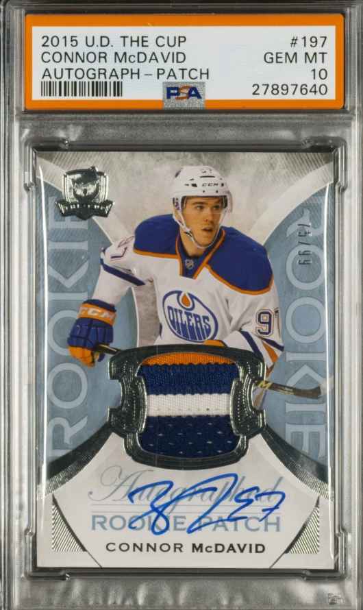 2015 UD THE CUP AUTO-PATCH #197 CONNOR MCDAVID 99 PSA 10