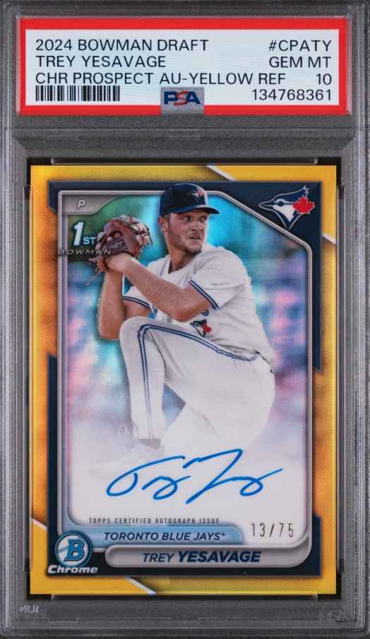2024 BOWMAN DRAFT CHROME AUTO YELLOW CPATY TREY YESAVAGE
