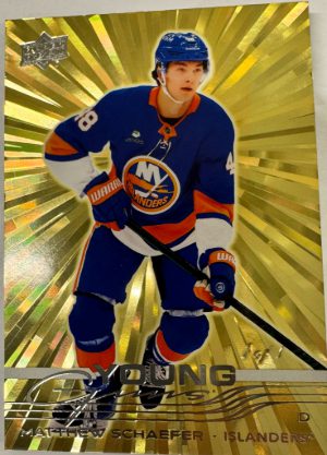 2025-26 Upper Deck Series 2 Base Young Guns Gold Outburst Matthew Schaefer