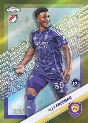 2025 Topps Chrome MLS Base Pitch Prodigies Gold Alex Freeman MOCK UP
