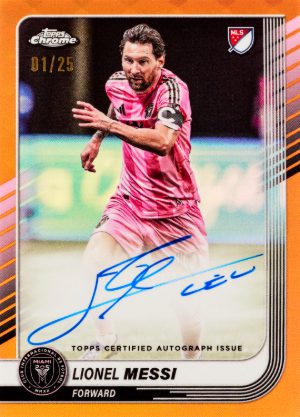 2025 Topps Chrome MLS Chrome Auto Orange Refractor Lionel Messi MOCK UP