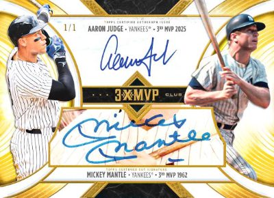 2025 Topps MLB MVP Collection Welcome to the Club Auto Cut Sig Aaron Judge, Mickey Mantle MOCK UP