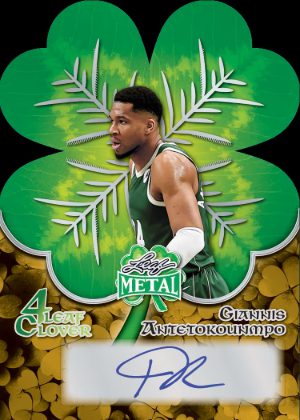 2026 Leaf Metal St Patricks Day 4 Leaf Clover Auto Giannis Antetokounmpo MOCK UP