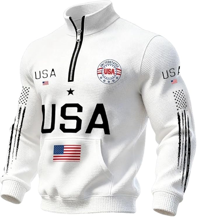 Men's Usa Flag Waffle Sweatshirt