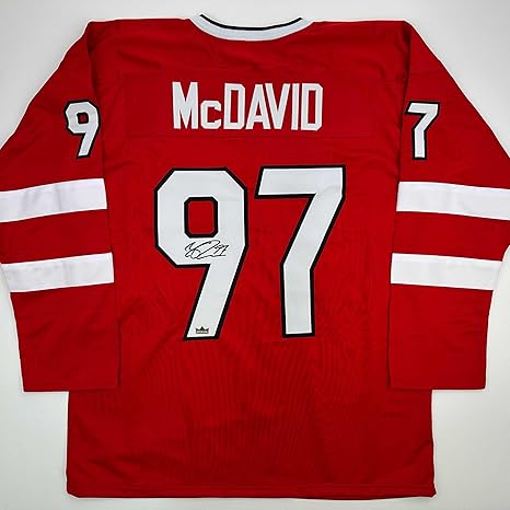 Facsimile Autographed Connor McDavid Canada Red 2025 4 Nations Face-Off Reprint Laser Auto Hockey Jersey Size Men's XL