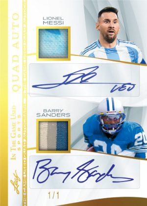 2025 Leaf In The Game Used Sports In The Game Used Quad Auto Front Lionel Messi, Barry Sanders MOCK UP 2025 Leaf In The Game Used Sports In The Game Used Quad Auto Front Lionel Messi, Barry Sanders MOCK UP