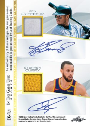 2025 Leaf In The Game Used Sports In the Game Used Auto Quad Back Ken Griffey Jr, Stephen Curry MOCK UP 2025 Leaf In The Game Used Sports In the Game Used Auto Quad Back Ken Griffey Jr, Stephen Curry MOCK UP
