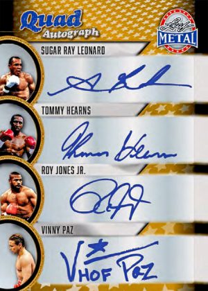 Quad Auto Sugar Ray Leonard, Tommy Hearns, Roy Jones Jr, Vinny Paz MOCK UP
