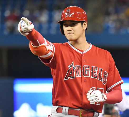 Shohei Points at Home Base