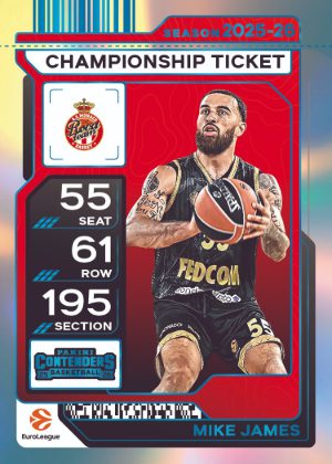 2025-26 Panini Contenders EuroLeague Basketball Base Championship Ticket Mike James MOCK UP