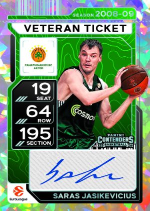 2025-26 Panini Contenders EuroLeague Basketball Veteran Season Ticket Auto Cracked Ice Saras Jasikevicius MOCK UP