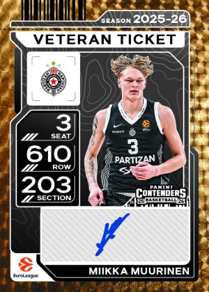 2025-26 Panini Contenders EuroLeague Basketball Veteran Season Ticket Premium Edition Auto Gold Vinyl Miikka Muurinen MOCK UP