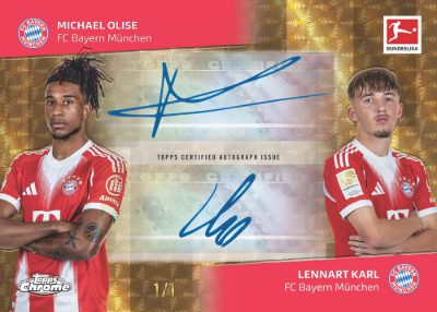 2025-26 Topps Chrome Bundesliga Dual Auto SuperFractor Michael Olise, Lennart Karl MOCK UP