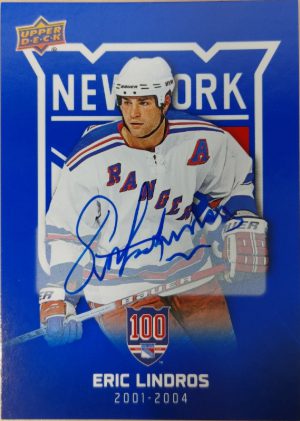 2025-26 Upper Deck New York Rangers Centennial Base Blue Auto Eric Lindros