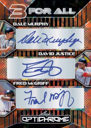 2025 Leaf Optichrome Baseball 3 For All Auto Dale Murphy, David Justice, Fred McGriff MOCK UP