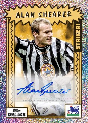 2025 Topps Decades Premier League Soccer 90s Edition Striker Auto Alan Shearer MOCK UP