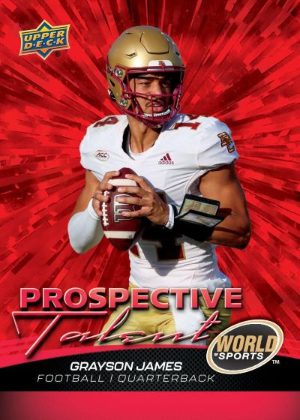 2025 Upper Deck World of Sports Volume 2 Base Prospective Talent Red Outburst Grayson James MOCK UP