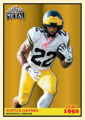 2026 Leaf Metal Football 1950 Leaf Justice Haynes MOCK UP