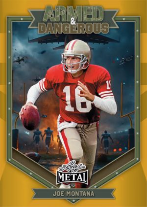 2026 Leaf Metal Football Armed and Dangerous War Joe Montana MOCK UP