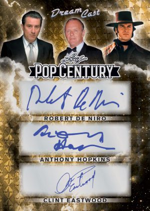 2026 Leaf Metal Pop Century Dream Cast 3 Auto Robert De Niro, Anthony Hopkins, Clint Eastwood MOCK UP 2026 Leaf Metal Pop Century Dream Cast 3 Auto Robert De Niro, Anthony Hopkins, Clint Eastwood MOCK UP