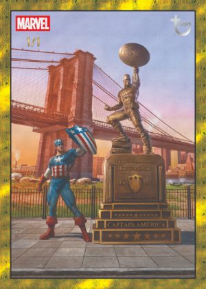 2026 Topps Brooklyn Collection Captain America 85th Anniversary Captain America Brooklyn Statue FoilFractor MOCK UP