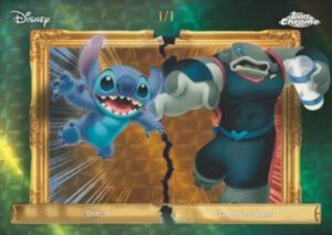 2026 Topps Disney Neon Family First Rivals Stitch and Captain Gantu MOCK UP