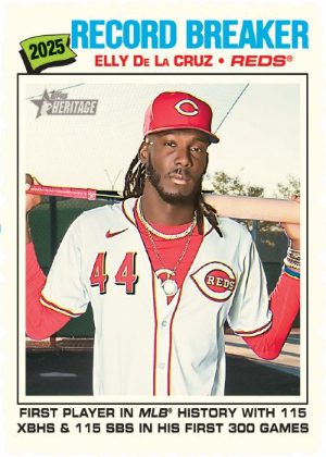 2026 Topps Heritage Baseball Base Record Breaker Elly de la Cruz MOCK UP 2026 Topps Heritage Baseball Base Record Breaker Elly de la Cruz MOCK UP