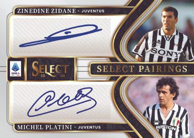 2025-26 Panini Select Serie A Soccer Select Pairings Auto Zinedine Zidane, Michel Platini MOCK UP