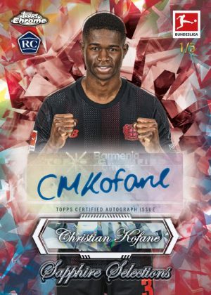 2025-26 Topps Chrome Bundesliga Sapphire Sapphire Selections Auto Christian Kofane MOCK UP