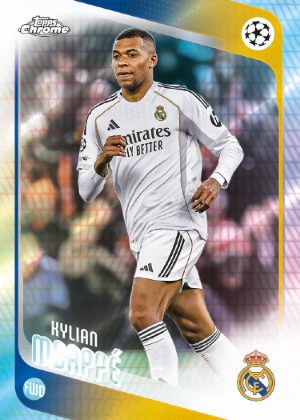 2025-26 Topps Chrome UEFA Club Competitions Soccer Base Prism Refractor Kylian Mbappe MOCK UP