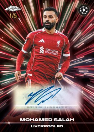 2025-26 Topps Chrome UEFA Club Competitions Soccer Black Lazer Auto Mohamed Salah MOCK UP