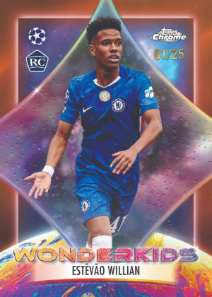 2025-26 Topps Chrome UEFA Club Competitions Soccer Wonderkids Orange Estevao Willian MOCK UP