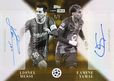2025-26 Topps Simplicidad UEFA Dual Auto Gold Lionel Messi, Lamine Yamal MOCK UP
