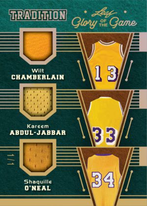 2025 Leaf Glory of the Game Basketball Tradition Relics Wilt Chamberlain, Kareem Abdul-Jabbar, Shaquille ONeal MOCK UP