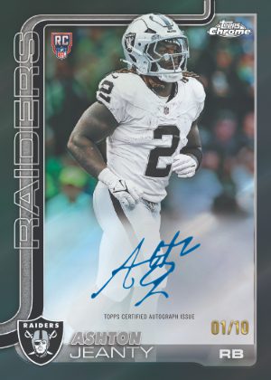 2025 Topps Chrome Football Base Rookie Auto Black Refractor Ashton Jeanty MOCK UP