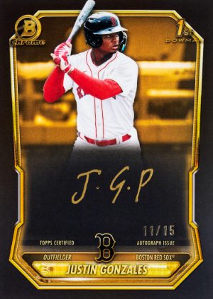 2026 Bowman Baseball Chrome Prospect Auto Gold Ink Variation Justin Gonzales MOCK UP
