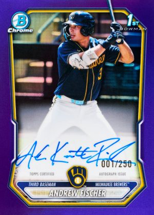 2026 Bowman Baseball Chrome Prospect Auto Purple Andrew Fischer MOCK UP