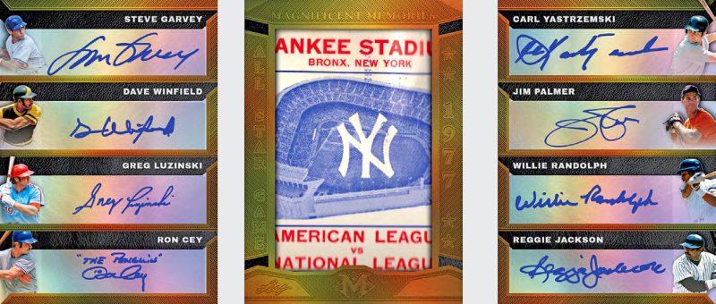 2026 Leaf Magnificence Multi-Sport Magnificent Memories 8 Steve Garvey, Dave Winfield, Greg Luzinski, Ron Cey, Carl Yastrzemski, Jim Palmer, Willie Randolph, Reggie Jackson MOCK UP